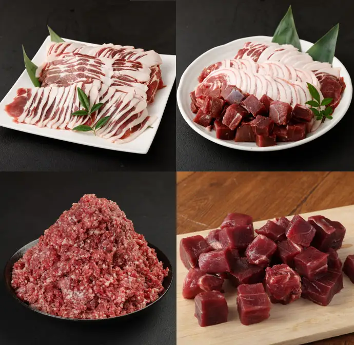 【4回定期便】天城町 イノシシ肉 食べ比べ 定期便 ミンチ ロース サイコロ 焼肉セット ジビエ イノシシ