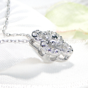 6-2 ネックレス PT900 プラチナ ダイヤモンド 0.40ct 四つ葉 ペンダント お花 フラワー クローバー 【f170-pt-d】 ALPAZ009