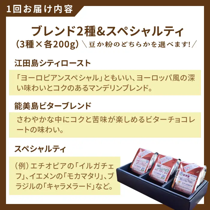【全6回】コーヒー スペシャルティセット3種 豆or粉 コーヒー[XBE033]