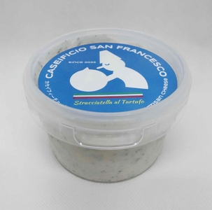 【定期便】ポンペイセット 2種（ブッラータ（黒トリュフ入り） Burrata al Tartufo 180g、ストラッチャテッラ（黒トリュフ入り） Stracciatella al Tartufo 200g）(2カ月連続お届け) 【0073-066】