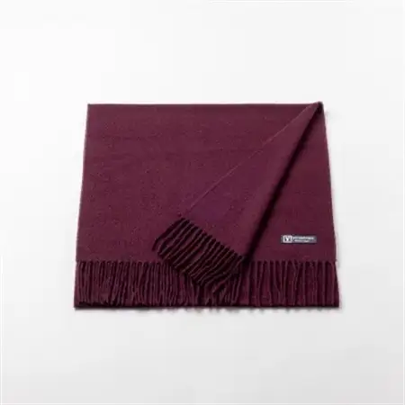 【B1-4】大判　カシミヤ100%　マフラー(ボルドー)_装飾品・工芸品 マフラー・手袋 服飾小物 _【1491196】