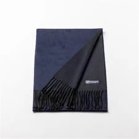リバーシブル風　カシミヤ100%　マフラー(ネイビーブルー×ブラック)_装飾品・工芸品 マフラー・手袋 服飾小物 _【1491460】