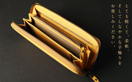 シカ革 長財布 黄色 9cm×19cm×2cm 野生 鹿革 使用 革製品