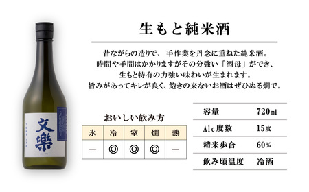 日本酒  北西酒造 文楽 純米吟醸・生もと純米酒 純米セット 720ml 2種×各1本 計2本