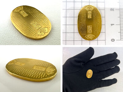 【ふるなび限定】【置物】純金 ゴールド 24金 開運ミニ小判 レプリカ Mサイズ ALPBK027 FN-Limited-SP | 純金