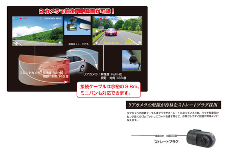 ドライブレコーダー 2カメラ 200万画素 FC-DR226ＷW (a69-004)