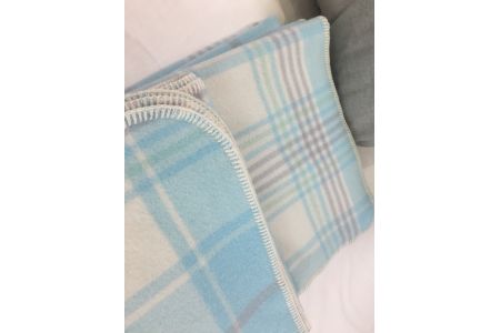 ウール100%毛布 同色2枚「チェック柄 ブルー／シングル」[0178]