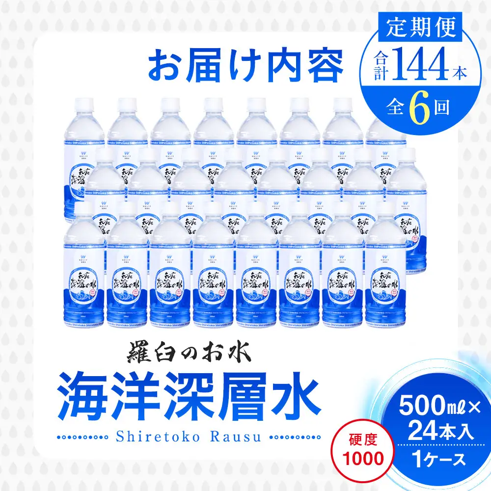 年6回！北海道 羅臼（らうす）のお水 海洋深層水500ml×24本定期便  知床 世界自然遺産 国産 備蓄 常備水 ペットボトル ミネラル 清涼飲料水 生産者 支援 応