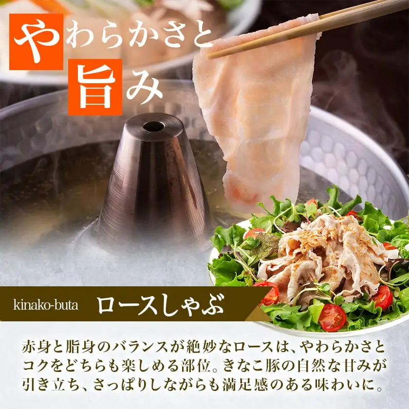 「きなこ豚」しゃぶしゃぶ900g〔12-12-006〕_(都城市) ブランド豚 豚肉 しゃぶしゃぶ バラ ロース 肩ロース 各300g×1パック 合計900g 冷しゃぶ 鍋料理 冷凍でお届け