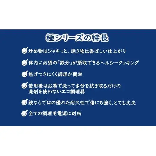 鉄フライパン 極JAPAN 炒め鍋 右口 28cm 蓋付きセット リバーライト IH対応
