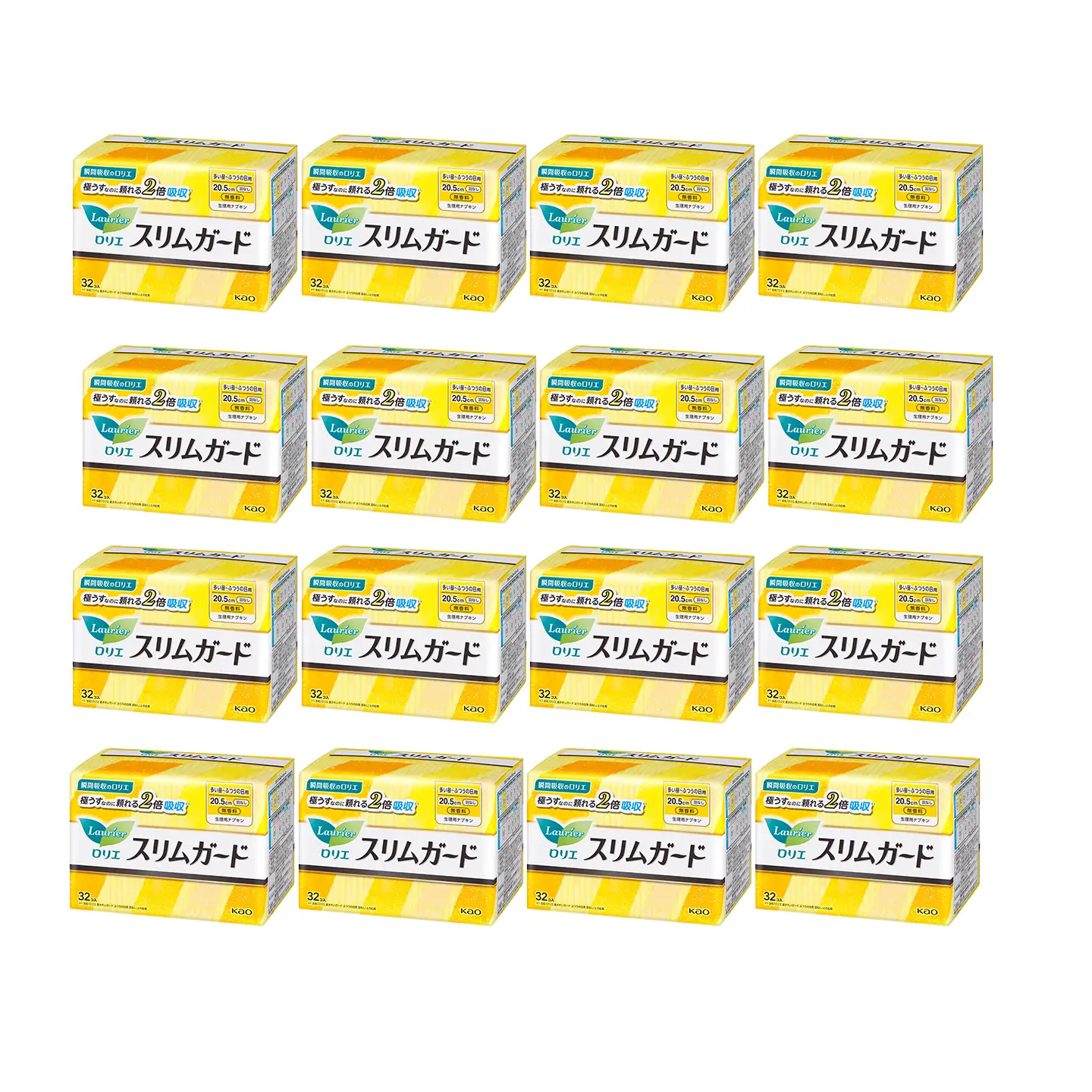 ロリエスリムガード　多い昼～ふつうの日用 羽なし　32枚入×16個｜ ロリエ 生理用品 ナプキン