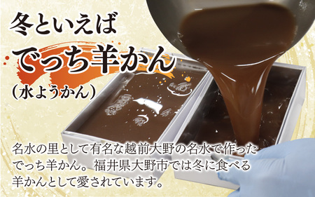 【先行予約】福井県大野市 冬の名物 でっち羊かん（菓子工房ふくなが 水ようかん）小サイズ（正味450ｇ）×2箱【11月より順次発送】