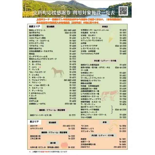 ふるさと納税限定「立科町応援感謝券」1,000円×25枚