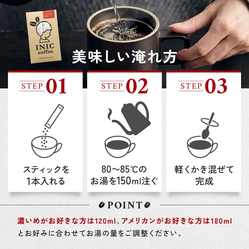 コーヒー スティック INIC coffee スムースアロマ 12本 手軽に本格ドリップの味 粉末 珈琲 持ち運び キャンプ アウトドア 職場 砂糖不使用 イニック インスタントを超える味