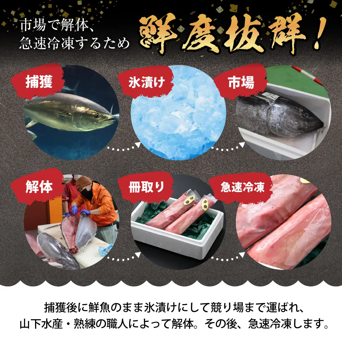 【市場直送】高鮮度急速冷凍 国産本まぐろ 中トロ 約100g（柵）×2 [A-065005] / まぐろ