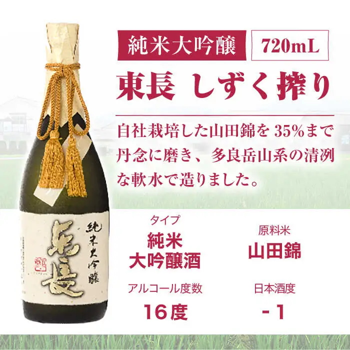 【定期便】 日本酒 純米大吟醸東長 しずく搾り NAH079 日本酒 全3回