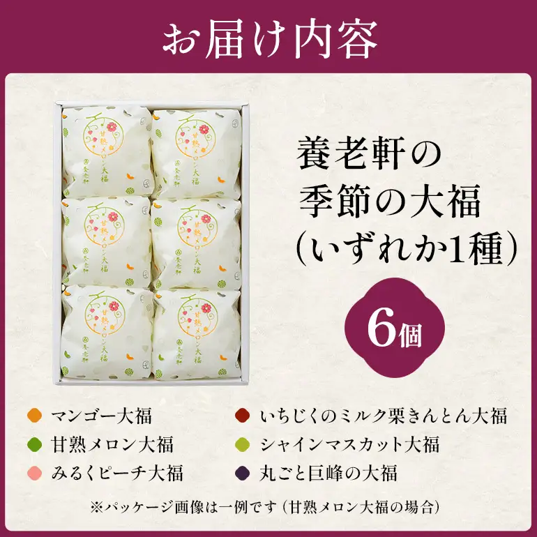 【期間限定】養老軒の季節の大福　6個入（1種類）│お楽しみ 夏 秋 人気 旬 フルーツ ふるーつ スイーツ 大福 和スイーツ おやつ おかし お菓子 和菓子