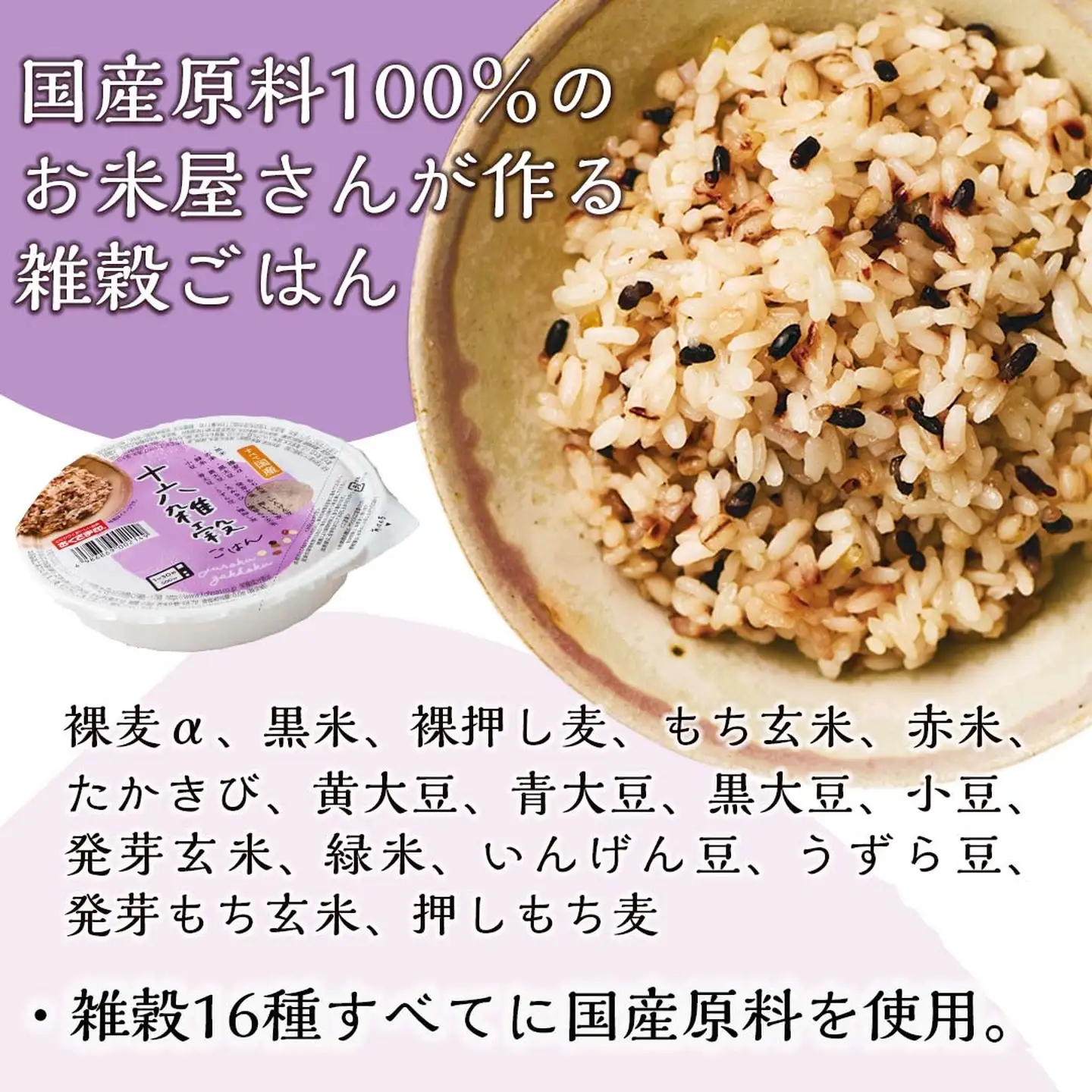 【十六雑穀米】国産100% パックご飯 160g×48個 レンジで簡単