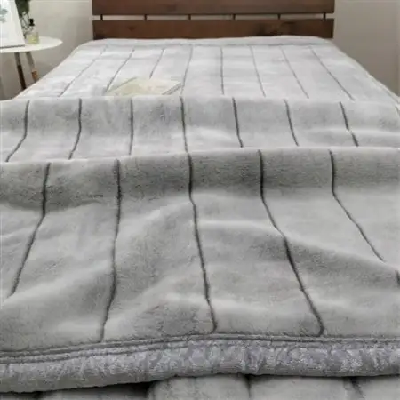 【掛敷セット】贅沢フェイクファーボリューム毛布1枚＆敷パッド1枚(シングル) M-SET-GY【1507239】