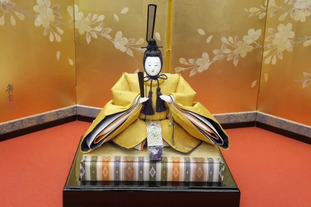 【安藤人形店】黄櫨染 桐竹鳳凰麒麟文（こうろせん/雛人形）