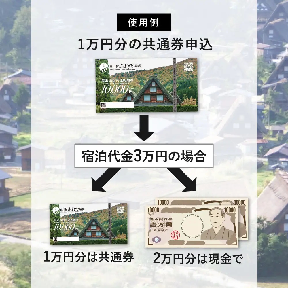 世界遺産 白川郷 宿泊施設共通利用券 300000円分 10000円相当 × 30枚 旅行 宿泊 観光 クーポン券 チケット 合掌造り 温泉 白川村 旅館 ホテル アニメ ひぐらし 聖地巡礼 GW ゴールデンウィーク  冬休み 年末年始 連休 記念日 プレゼント 春休み レジャー 100万円 1000000円[S814]