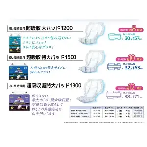 マーヤ 超吸収 大パッド 1200 （約8回分 / 大人用尿とりパッド1200ml / 夜・長時間用） 紙おむつ 大人用 日用品 消耗品 ケース