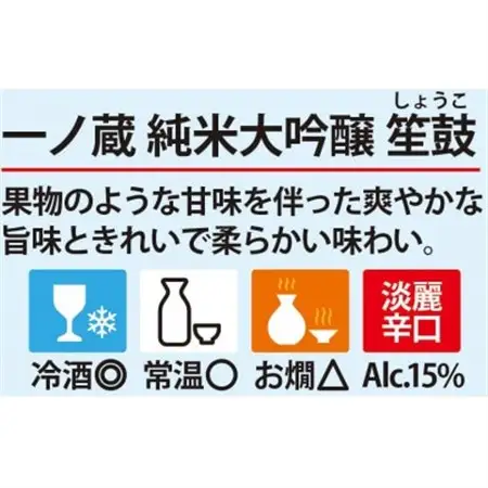一ノ蔵　純米大吟醸　笙鼓　720ml×1本_酒・アルコール 純米大吟醸 日本酒 sake サケ_【1512556】