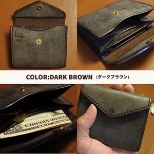 財布 高級ブライドルレザー ミニウォレット 手縫い カラー3色【ダークブラウン ブラック バーガンディ】革 革製品 財布
