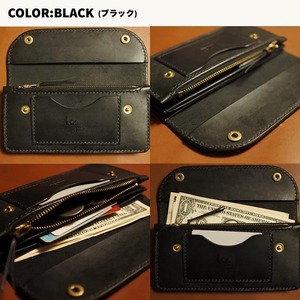 財布 高級ブライドルレザー ロングトラッカーウォレット 手縫い カラー3色【ダークブラウン ブラック バーガンディ】革 革製品