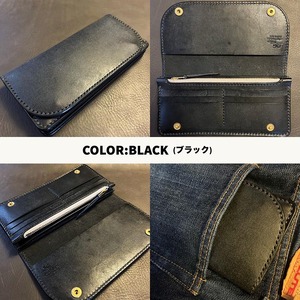財布 高級ブライドルレザー ロングウォレット 手縫い カラー3色【ダークブラウン ブラック バーガンディ】革 革製品