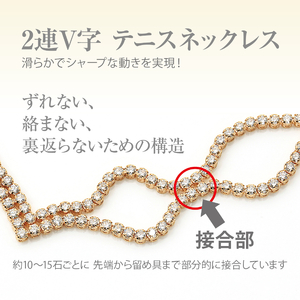 Deliciae　K18YG　テニスネックレス　2連V字　ダイヤモンド【324石10.0ctup】鑑別書付　K06020-H