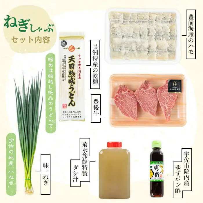 ねぎしゃぶ(鱧はも)＋ヒレステーキセット(6品) ねぎしゃぶ しゃぶしゃぶ 鱧 はも 鍋 お鍋 和牛 ヒレステーキ セット【101500602】【菊水旅館】