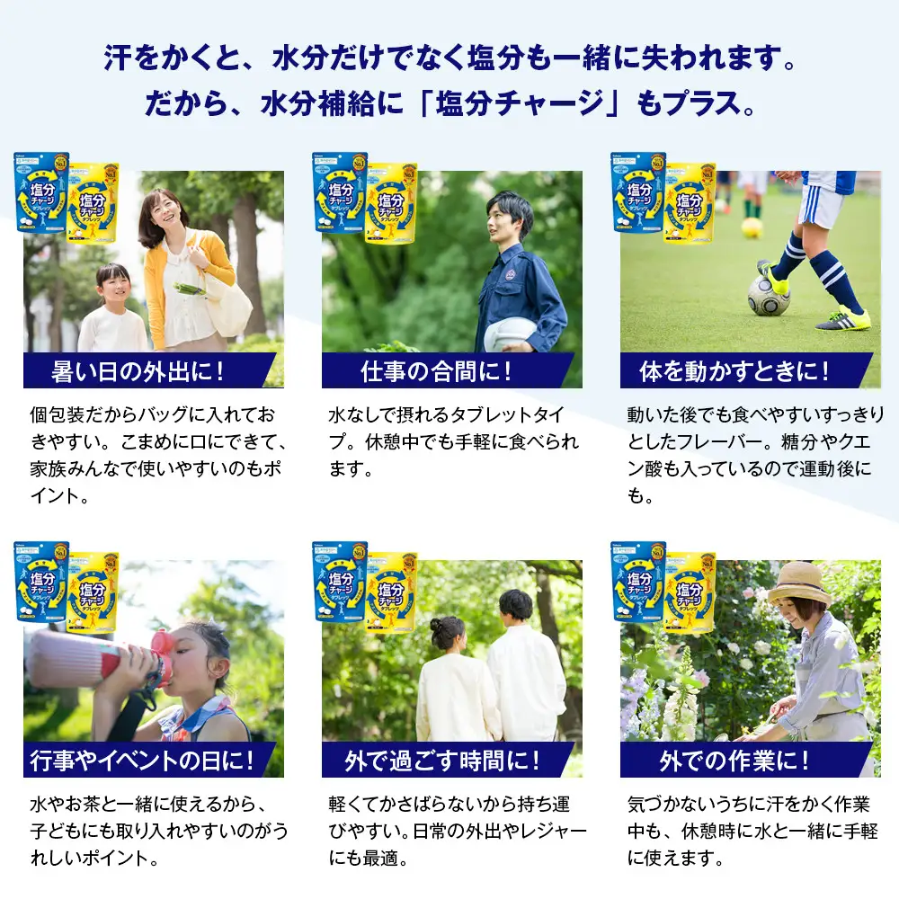 カバヤ　塩分チャージタブレッツ 2種×6袋 計12袋（スポーツドリンク味・塩レモン味）｜カバヤ食品 kabaya かばや 熱中症対策 塩分補給 夏バテ防止 飴 あめ タブレット 塩分チャージタブレッツ お菓子  タブレット セット 岡山市 岡山 詰合せ 詰め合わせ 塩分補給 タブレット