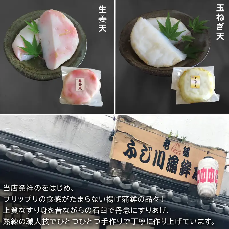 藤川の魚ロッケ(塩味/カレ－味×各10枚)・蒲鉾(丸天/いかげそ天/ごぼう天/玉ねぎ天/生姜天×各1枚)詰合せセット