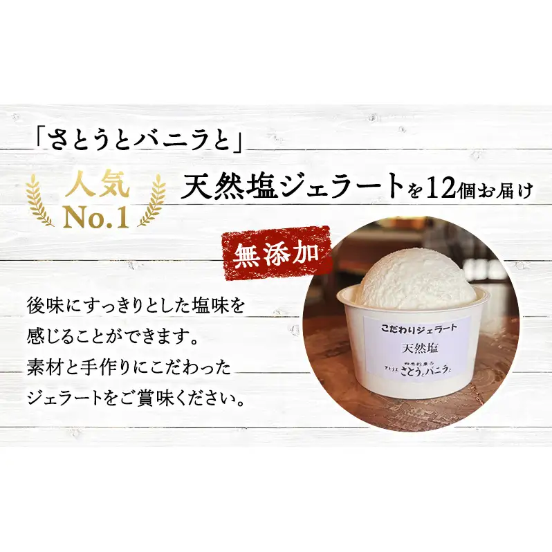 【手作り・無添加】天然塩ジェラート 100ml×12個入 カップ入り 天然塩 ジェラート 無添加 