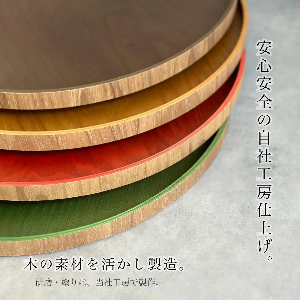 ［チェリーピンク］紀州漆器 木製 カラー半月盆 トレー 約36cm［YS141］