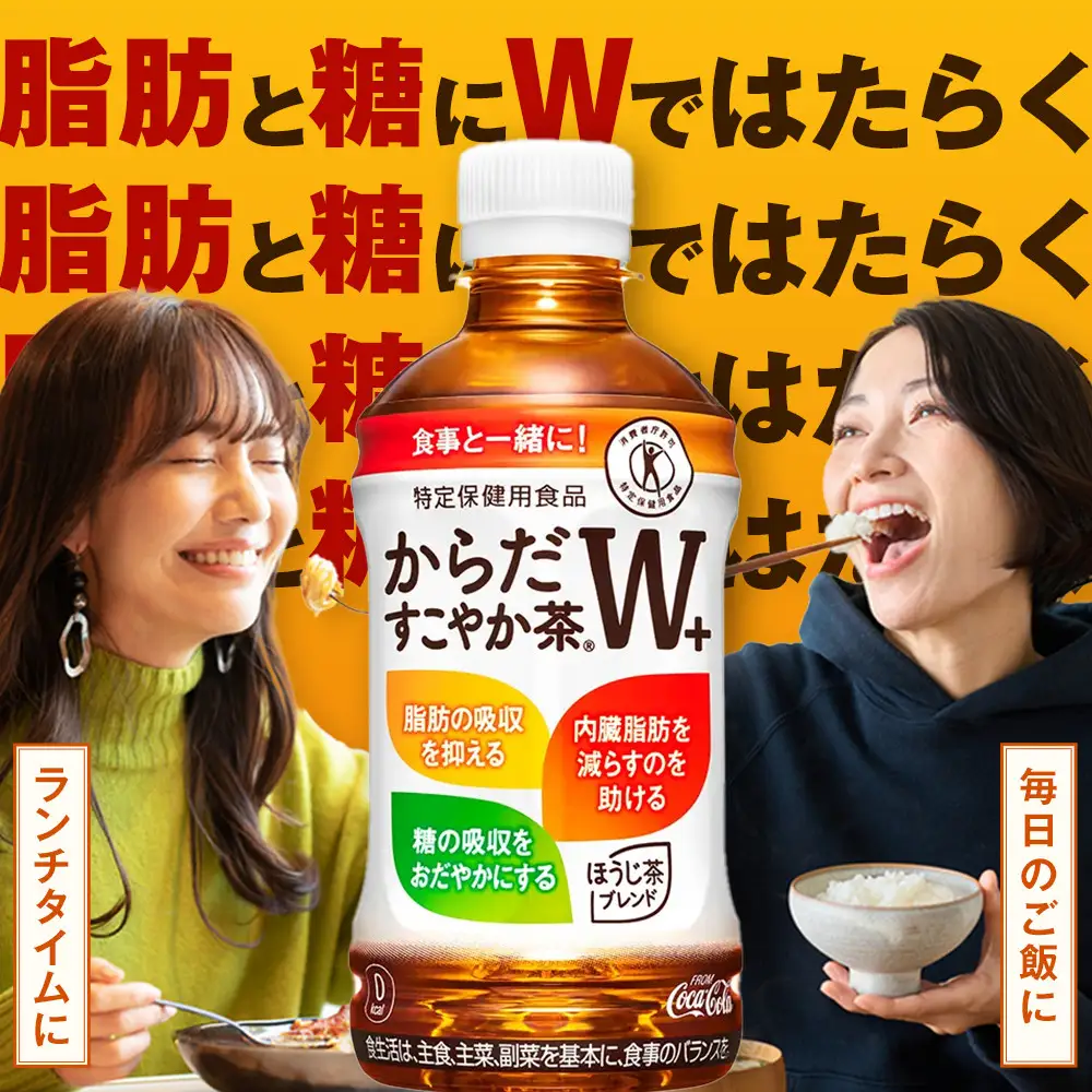からだすこやか茶W+350ml×24本×2ケース　【11100-0967】トクホ 特定保健用食品 無糖 食物繊維 ほうじ茶 烏龍茶 紅茶 ブレンド茶 脂肪の吸収を抑制 糖の吸収をおだやかに 水分補給 常備 保存 買い置き 備蓄 防災 熱中症 人気 おすすめ