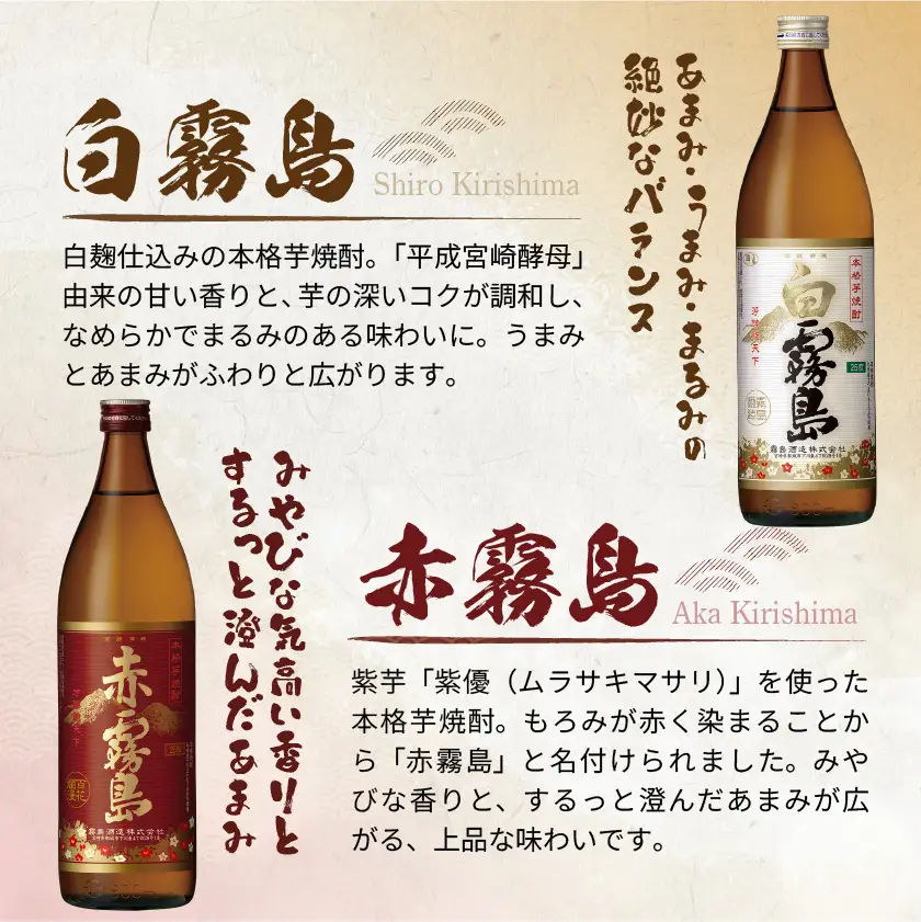 【霧島酒造】KIRISHIMA No.8・霧島「黒･赤･白･茜 」(25度)900ml 計6本セット ≪みやこんじょ特急便≫〔24-07-500-Q_99〕_(都城市) 五合 25度 霧島酒造 白霧島 黒霧島 赤霧島 茜霧島 お湯割り 水割り ロック ストレート 炭酸割り 本格焼酎 定番焼酎 特急便
