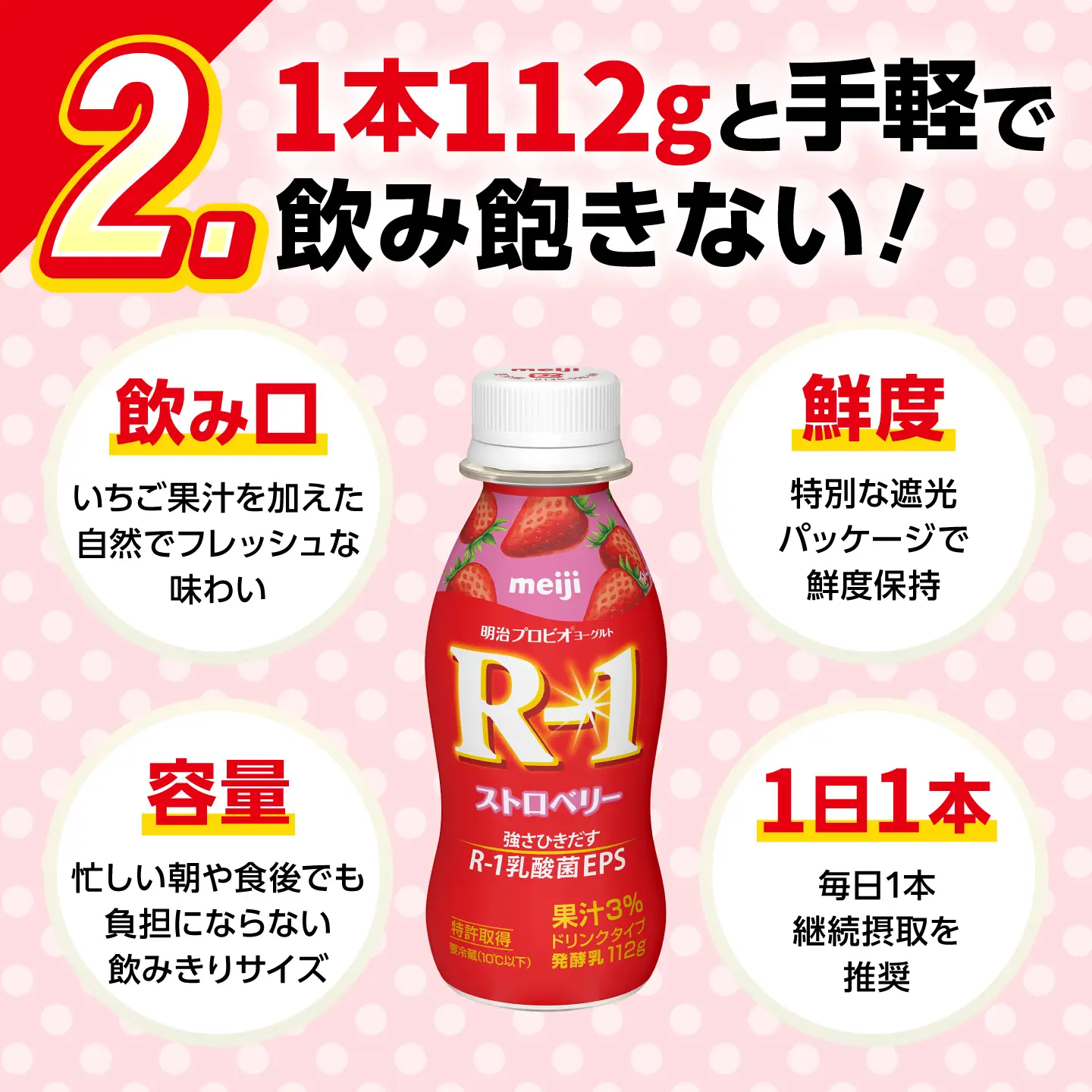 【6回定期便】明治プロビオヨーグルトR-1ドリンクタイプストロベリー24本 稲沢市 / 株式会社昭和[BMAW017]