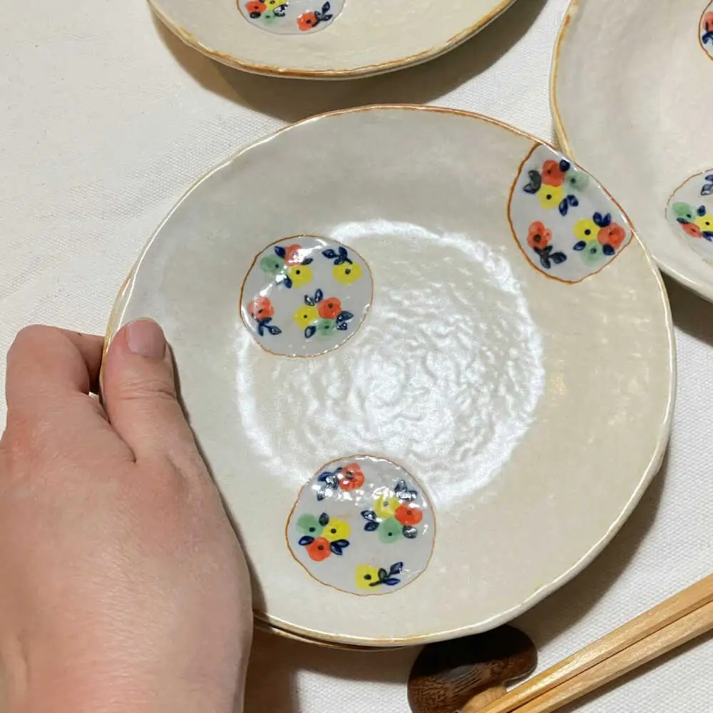 【瀬戸焼】丸紋花 取り皿5点セット 15cm【まるたか水野コーポレーション】[BBBF012]丸皿 お皿
