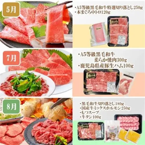 定期便8回配送　ぜいたく!!お楽しみ定期便　HH0-0001_肉 ハム 豚肉   肉 ハンバーグ 牛肉   肉 ステーキ 牛肉 ビーフステーキ  肉 黒毛和牛 牛肉   肉  豚肉   肉 ハンバーグ 豚肉   魚介・海産物 カツオ 鮮魚 かつお 鰹  魚介・海産物 マグロ 鮮魚 まぐろ 鮪  定期便 定期便  _【配送不可地域：離島】【1505356】
