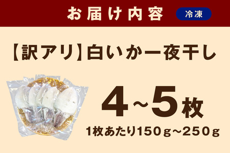 【訳アリ】白いか一夜干し （150g～250gｘ4～5枚）訳アリ 小分け いか 白いか 個包装 一夜干し 産地直送 おつまみ 【136_2003】