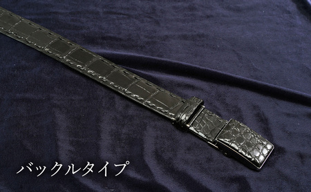 ベルト メンズ ツヤワニ クロコベルト 幅35mm クロ 手縫いステッチ レザー 革 本革 革製品 クロコダイル ワニ革 クロコダイルベルト ワニ革ベルト レザーベルト メンズベルト 黒 日本製 東京 東京都 墨田区 バックルタイプ