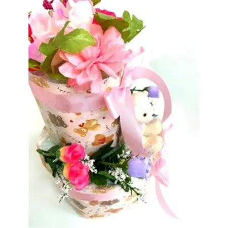 おむつケーキ 2段(ピンク)_雑貨・日用品 ベビー用品  _【1497441】