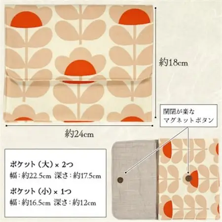 ポケット付 御朱印帳ポーチ(マルチポーチ)約24×18cm 北欧風花柄 OK-03_装飾品・工芸品  服飾小物 _【1513064】
