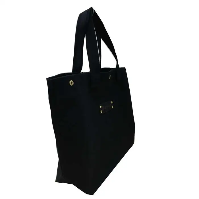 【福岡市の縫製工場オリジナルブランド OKUNIYA】本革ネーム（ブラック） トートバッグ ブラック（Mサイズ） バッグ