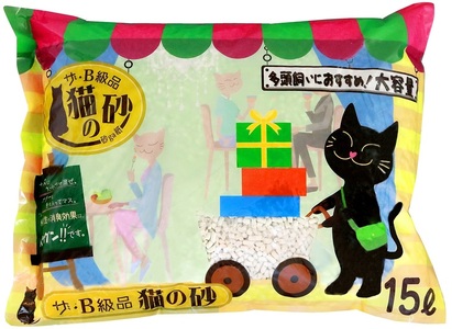 紙の猫砂 ザ・B級品猫の砂 15L×4袋 紙砂 しっかり固まる 燃えるゴミ 水洗トイレ使用不可 消臭 ニャン 猫 ネコ ねこ まとめ買い ペット用 消耗 衛生 防災 備蓄 日本製 国産 SDGs サノテック 静岡 富士市 [sf024-017]