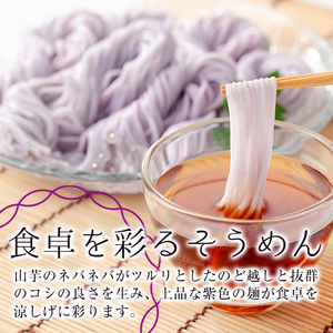 ≪栽培期間 農薬 不使用≫紫やまいも【そおうべ】そーめん(計1.5kg・250g×6袋)【曽於市観光協会】A496-v01