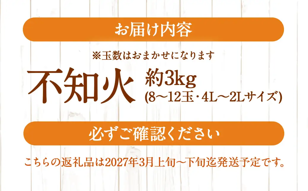 先行予約 不知火 約3kgセット ／ 季節限定 柑橘 かんきつ しらぬい フルーツ 果物 長崎県 長崎市 野中果樹園 オンライン決済限定 アフター保証  【2027年3月迄発送予定】