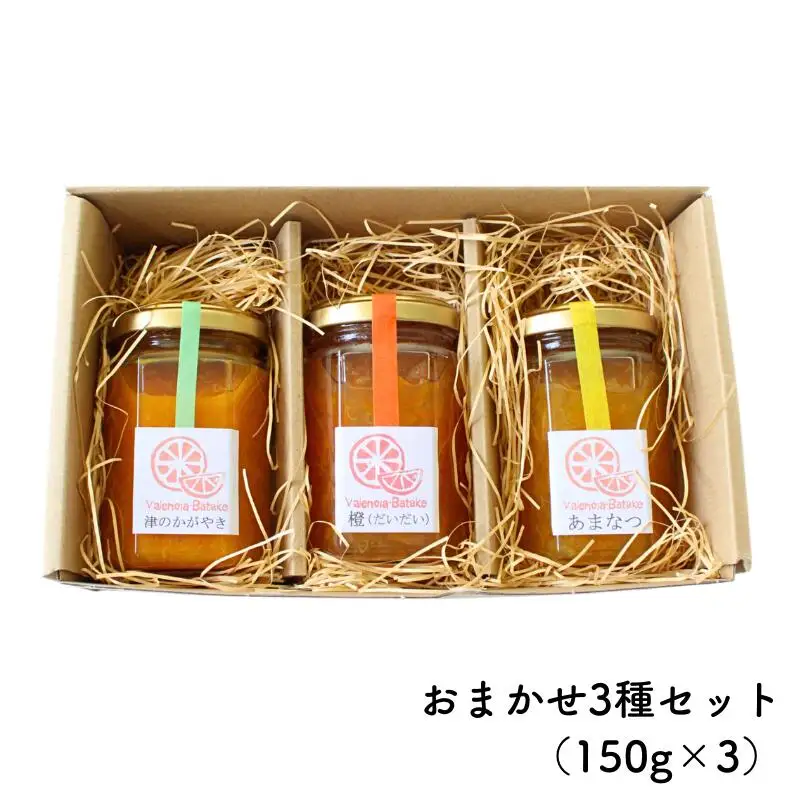 マーマレード おまかせ3種セット（150g×3） / ジャム オレンジ みかん 柑橘 手づくり ビン 詰め合わせ 食べ比べ 和歌山県 田辺市【ktr018】